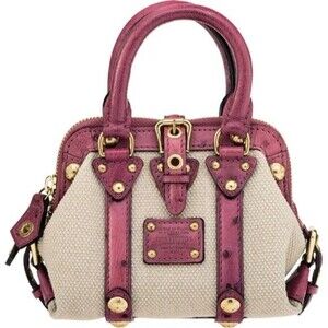 Louis Vuitton Toile Trianon Canvas and Raspberry Ostrich Sac de Nuit GM Bag